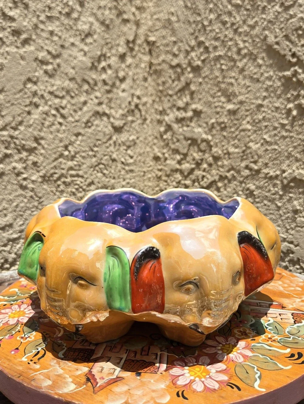 VTG Lusterware Elephant Planter Made in Japan Mid Century Pottery Lucky 30s Rare